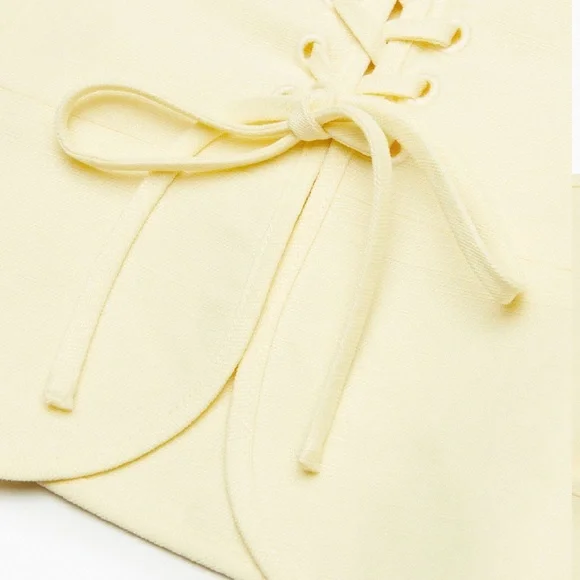 Aritzia Wilfred Santal Linen Bustier Blouse in Tapioca Yellow - Picture 4 of 5